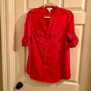Calvin Klein Medium Red Button Front Blouse